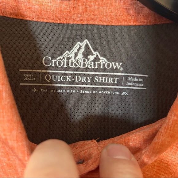Croft & Barrow Quick Dry Button Down Shirt Men’s XL Orange Short Sleeve - Picture 4 of 10